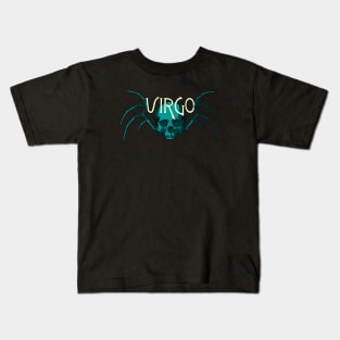 Blue Virgo Skull and Virgin Wing Bones - Zodiac Astrology Kids T-Shirt